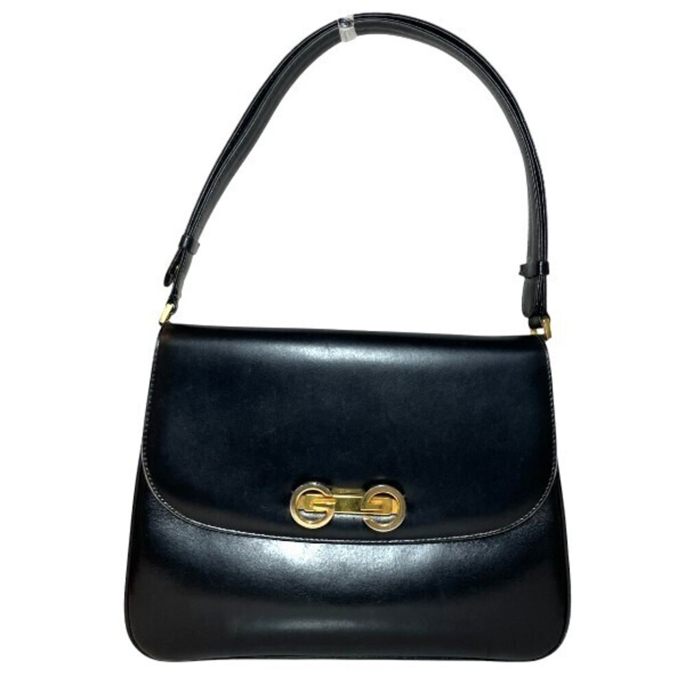 Gucci black leather shoulder bag distinctive